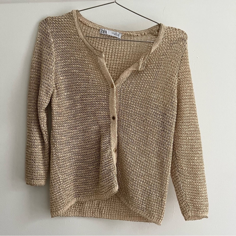 Zara Metallic gold cardigan small